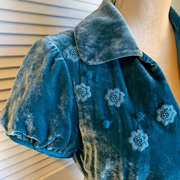 Anthropology cap sleeve Teal coat - Picture 5 of 6